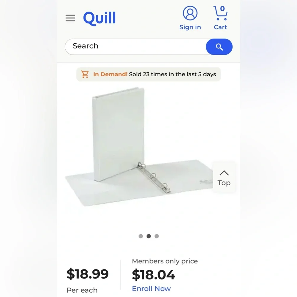 Quill 1/2” White Three Ring Binders